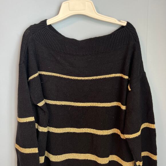 Treasure & Bond Metallic Gold Striped Sweater in Black - Gold Size Medium NEW - Picture 7 of 13